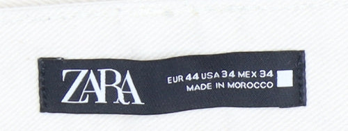ZARA Men's Beige Denim Jeans, Size 34, Button Closure