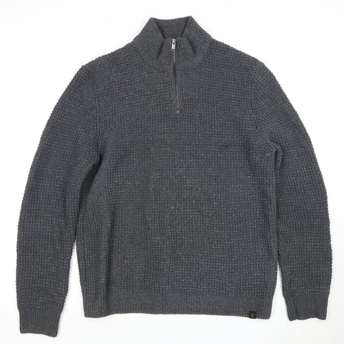 Next Men's Grey Full Zip Jumper, Size L, High Neck, Casual