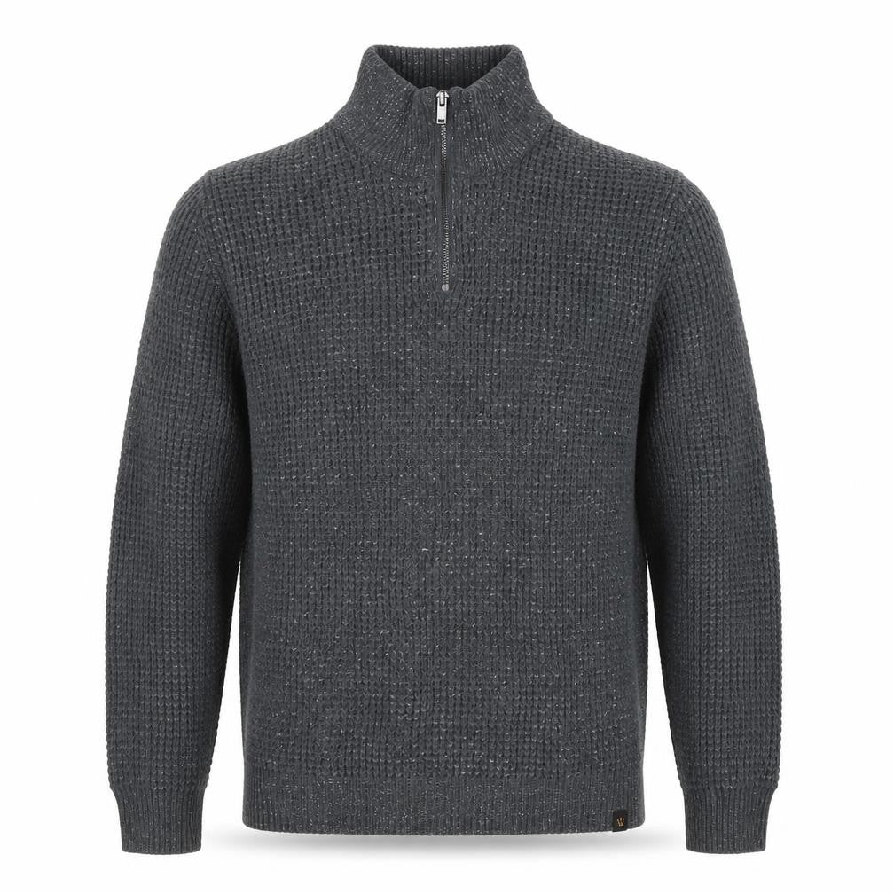 Front view of Next Men's Grey Full Zip Jumper, size L, High Neck, Casual