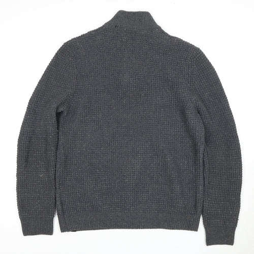 Next Men's Grey Full Zip Jumper, Size L, High Neck, Casual