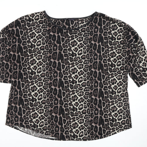 Marks and Spencer Women's Black Animal Print T-Shirt, Size 20