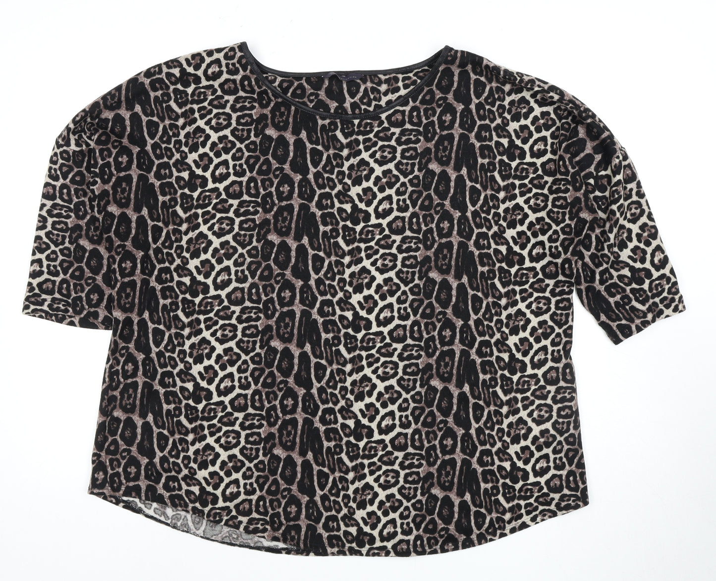 Marks and Spencer Women's Black Animal Print T-Shirt, Size 20