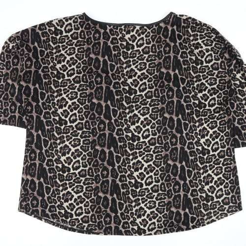 Marks and Spencer Women's Black Animal Print T-Shirt, Size 20