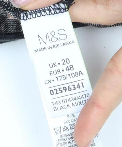 Marks and Spencer Women's Black Animal Print T-Shirt, Size 20