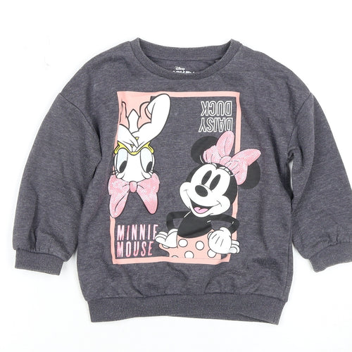 Disney Girls Grey Minnie Mouse Pullover Hoodie 2-3 Years