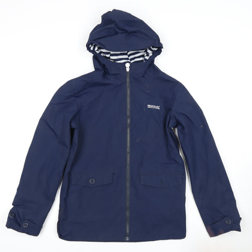 Regatta Boys Blue Rain Coat 2XL Waterproof Hooded Jacket