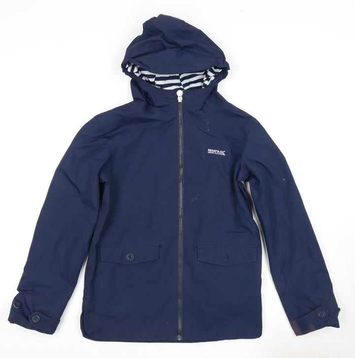 Regatta Boys Blue Rain Coat 2XL Waterproof Hooded Jacket