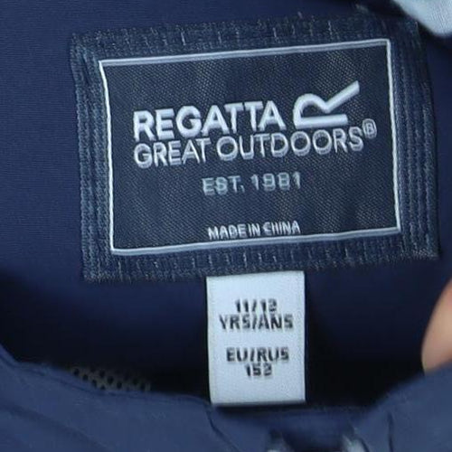 Regatta Boys Blue Rain Coat 2XL Waterproof Hooded Jacket