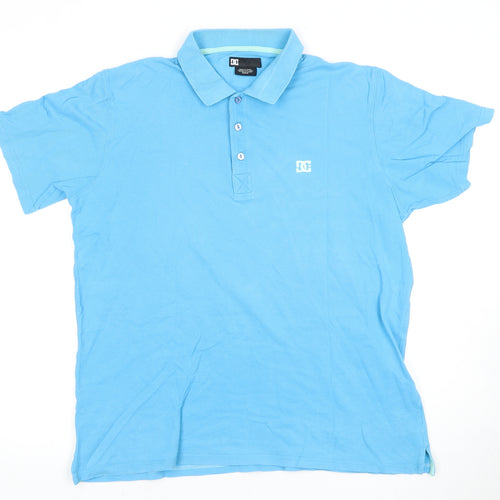 DC Men's Medium Blue Polo Shirt Short Sleeve