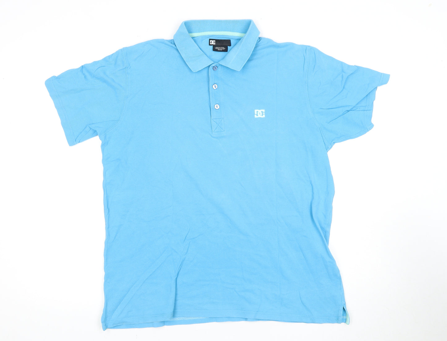 DC Men's Medium Blue Polo Shirt Short Sleeve