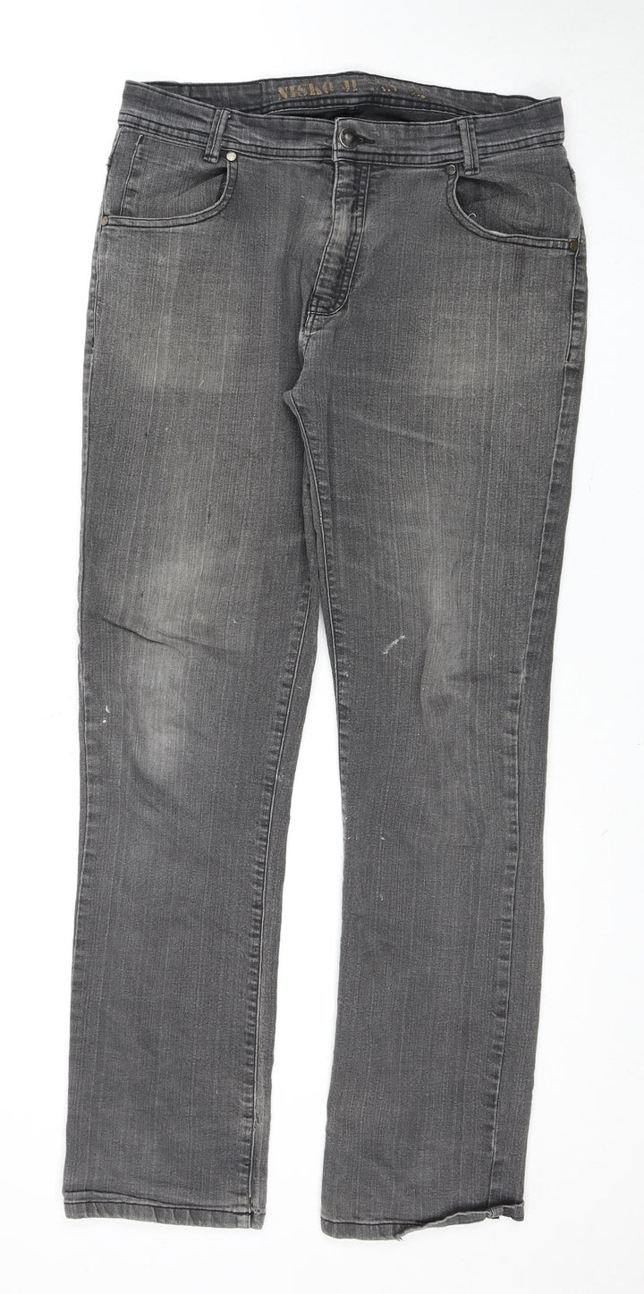 Nisko Women's Grey Straight Jeans Size 14 Distressed
