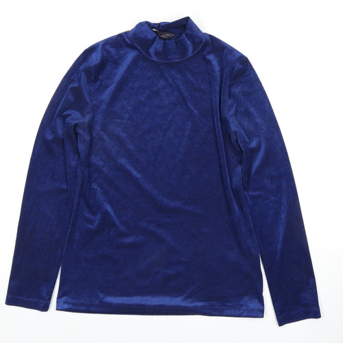 Marks and Spencer Women's Blue Velvet T-Shirt UK 8