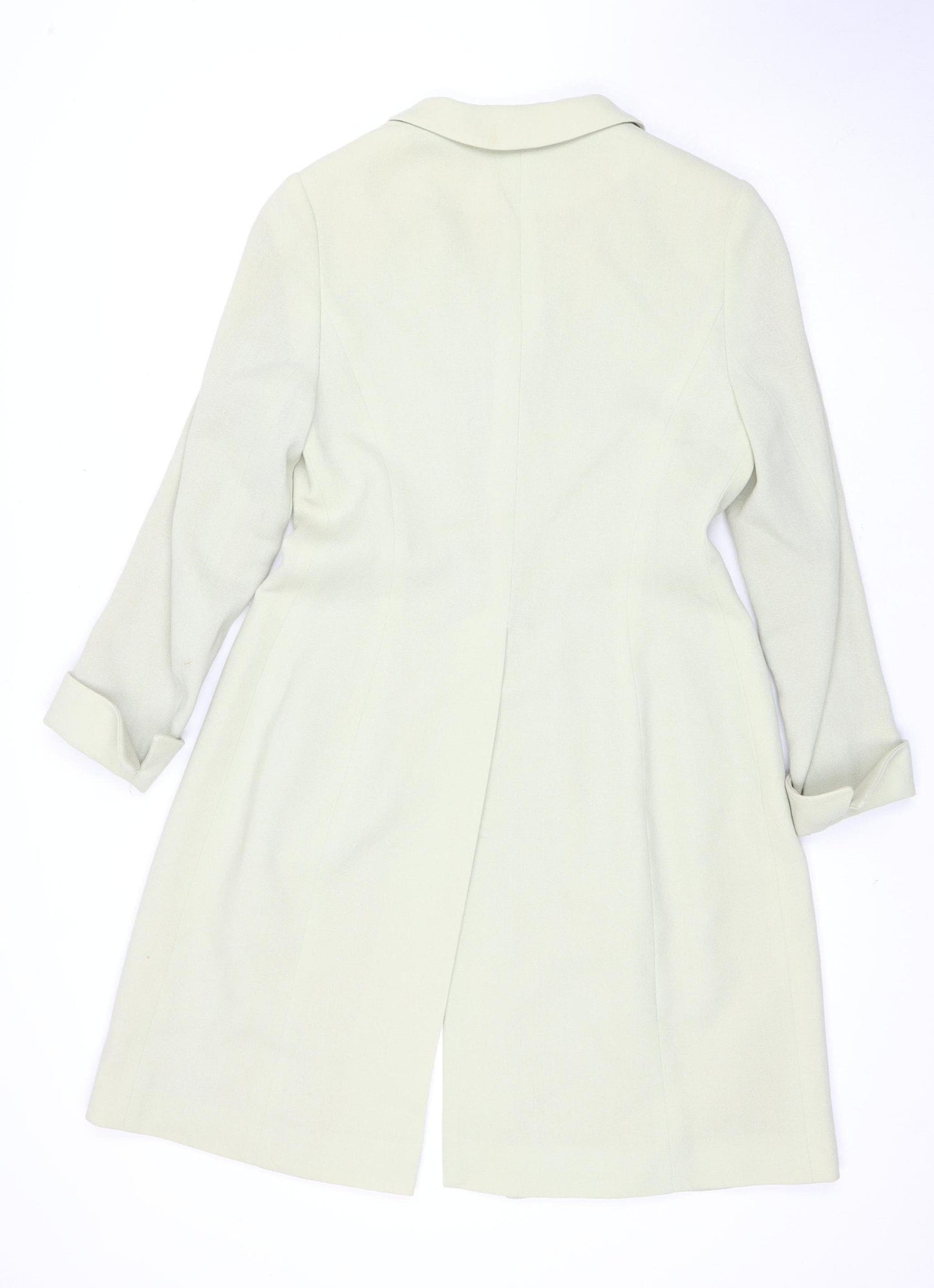 Paddy Campbell Women's Ivory Wool Long Overcoat, Size 12