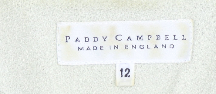 Paddy Campbell Women's Ivory Wool Long Overcoat, Size 12