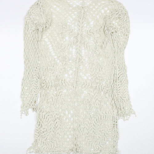 Zara Women Ivory Crochet Sheath Dress Size S