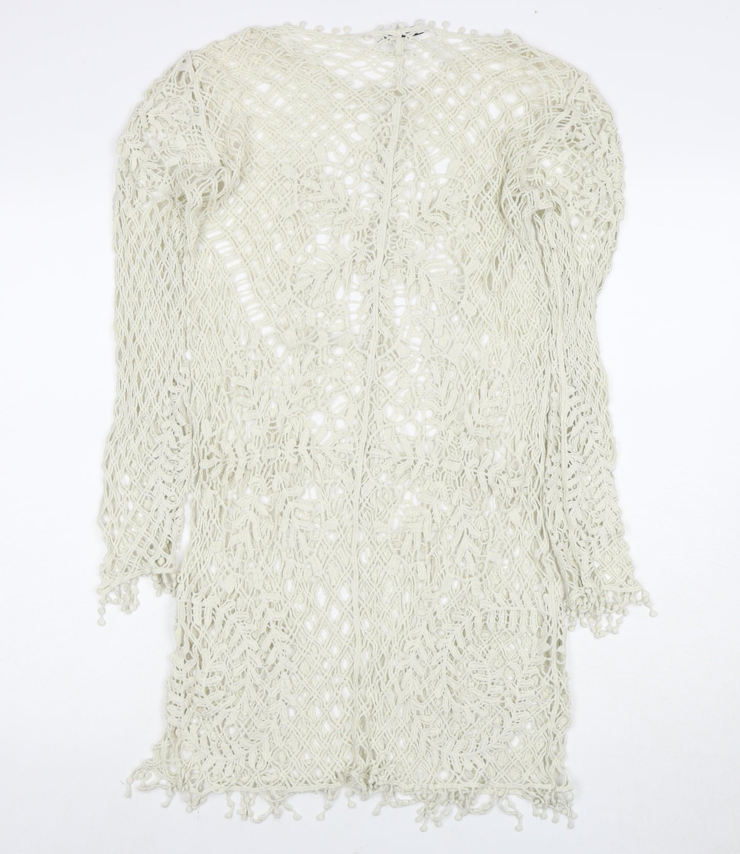 Zara Women Ivory Crochet Sheath Dress Size S