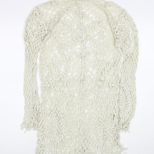 Zara Women Ivory Crochet Sheath Dress Size S