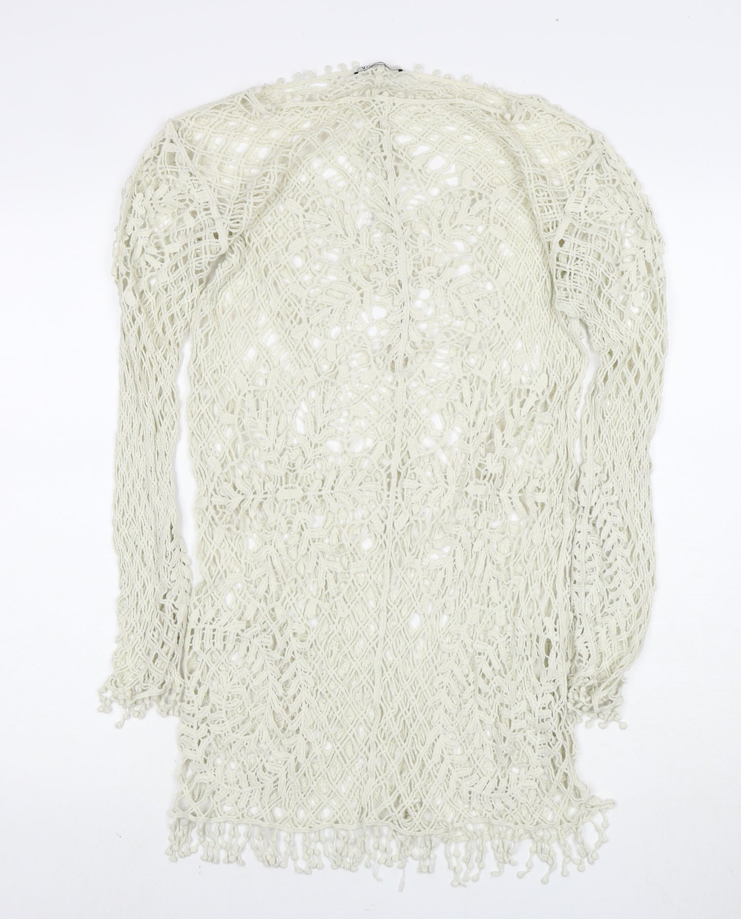 Zara Women Ivory Crochet Sheath Dress Size S