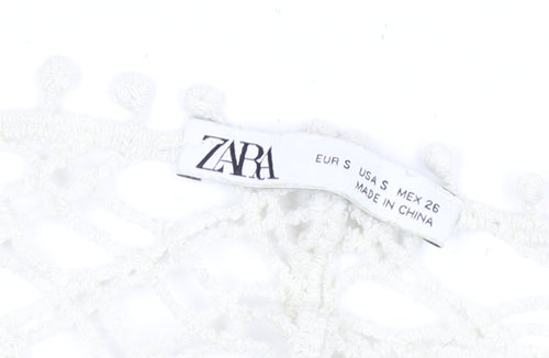 Zara Women Ivory Crochet Sheath Dress Size S