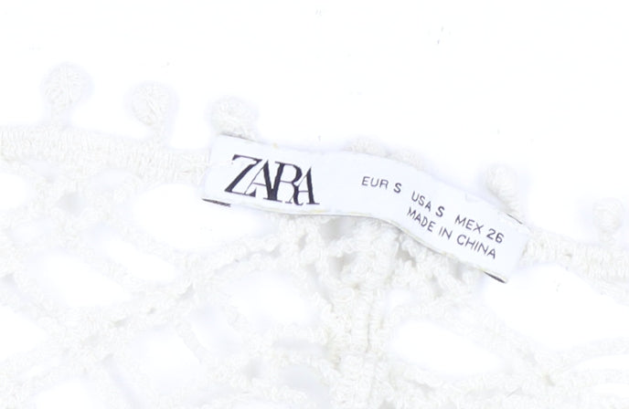 Zara Women Ivory Crochet Sheath Dress Size S
