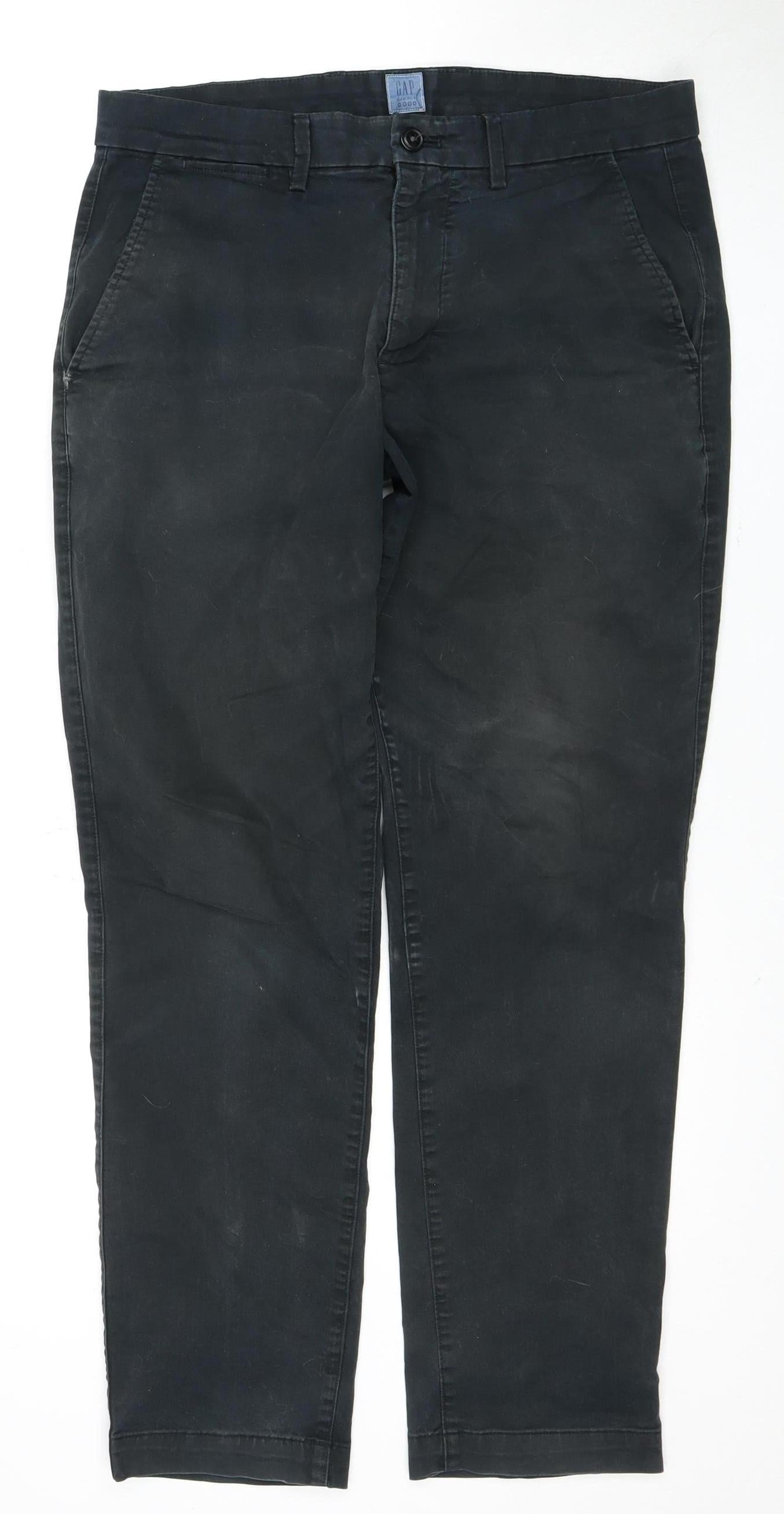 Men's Black Chino Trousers, Regular Fit 31W 30L