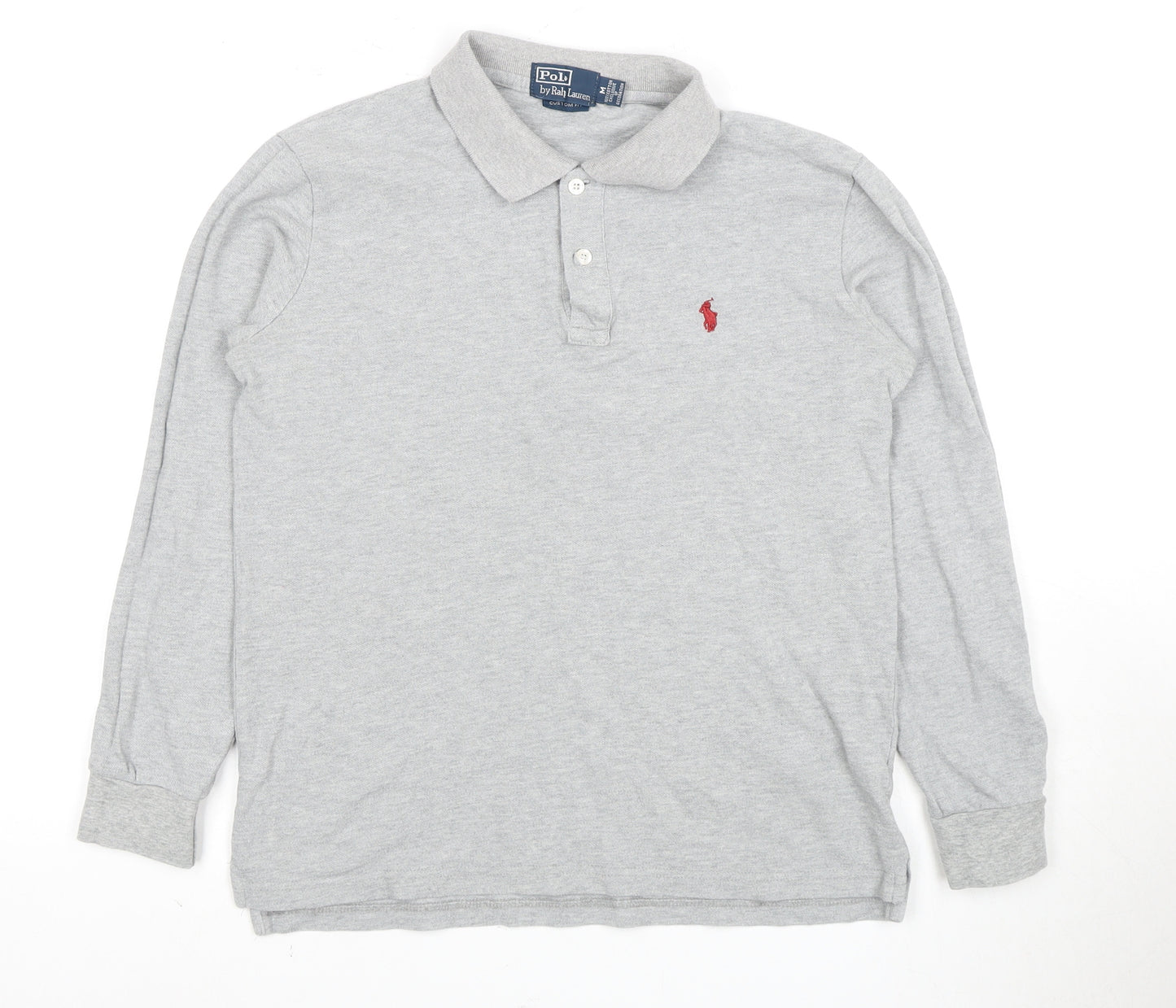 Polo by Ralph Lauren Men's Grey M Long Sleeve Cotton Polo