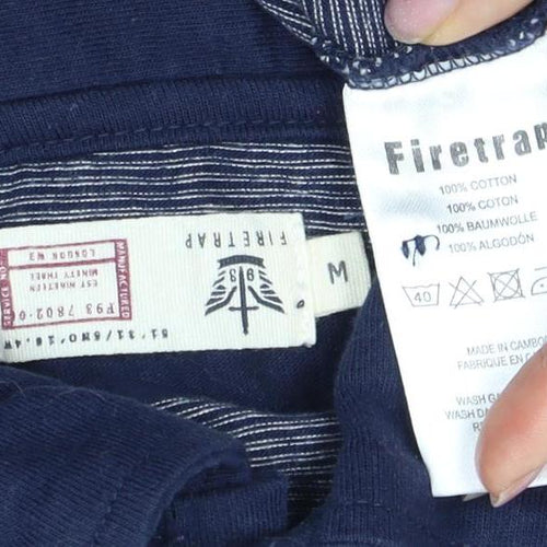 Firetrap Men's Blue Striped Polo Shirt M