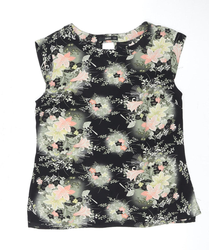 Oasis Women's Black Floral Blouse, Size 10, Camisole