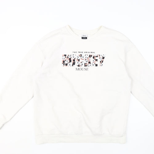 Disney Women's White Mickey Mouse Sweatshirt, M - Casual