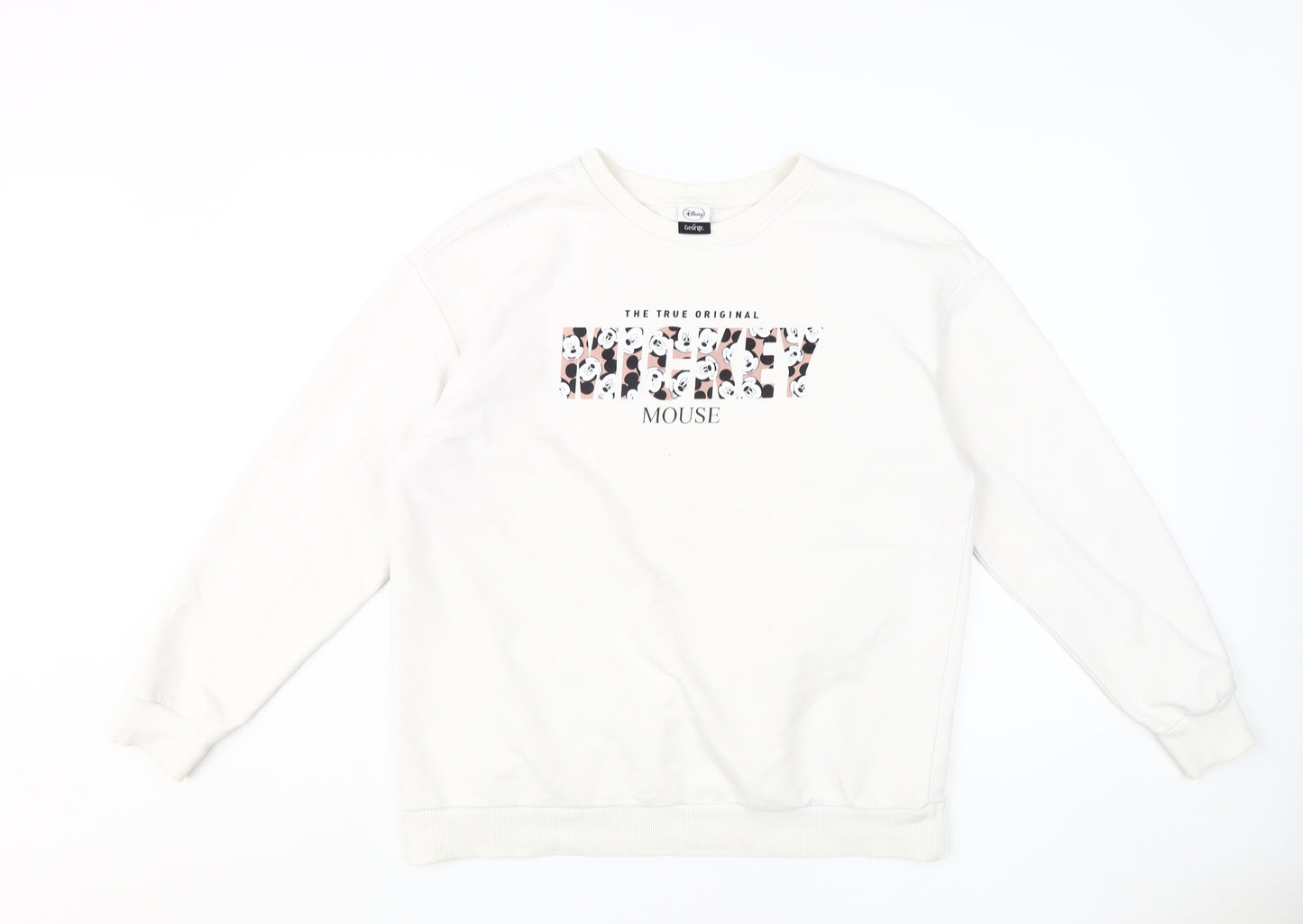 Disney Women's White Mickey Mouse Sweatshirt, M - Casual