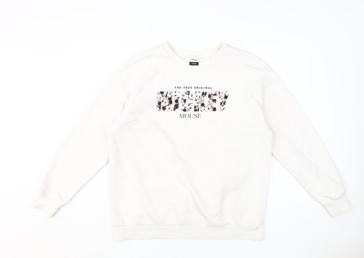 Disney Women's White Mickey Mouse Sweatshirt, M - Casual