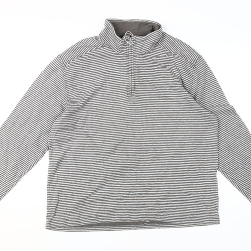 Lands' End Unisex Adults Grey Striped Pullover Sweatshirt XL