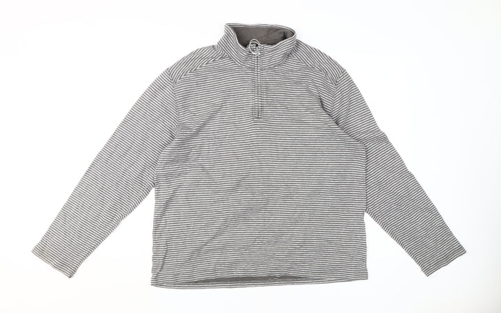 Lands' End Unisex Adults Grey Striped Pullover Sweatshirt XL