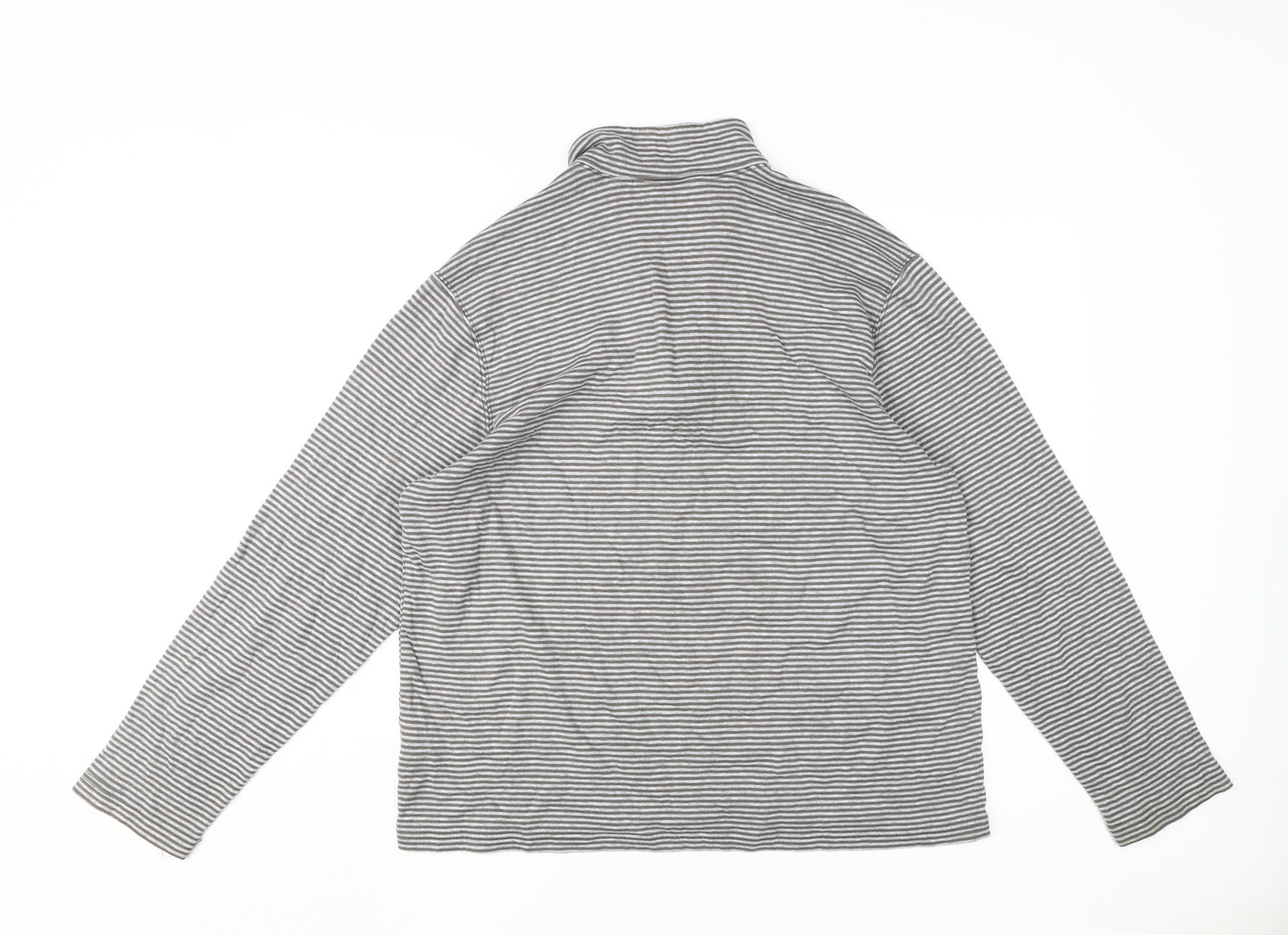 Lands' End Unisex Adults Grey Striped Pullover Sweatshirt XL