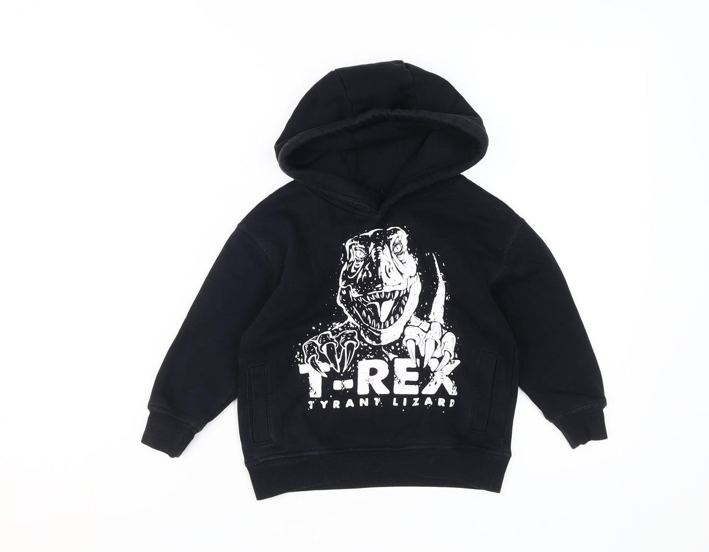 Next Boys Black T-Rex Pullover Hoodie 3 Years