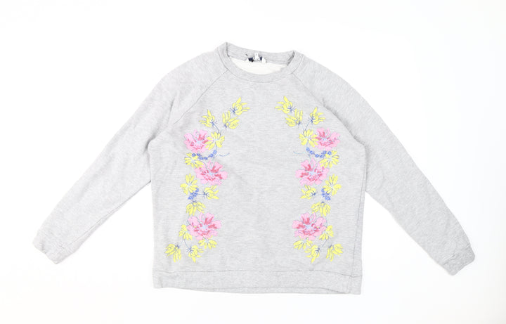 Dickins & Jones Women's Grey Floral Pullover Sweatshirt M
