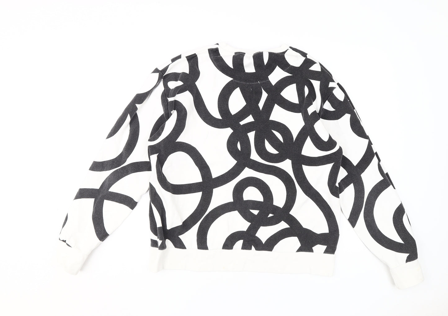 Zara Women's Black Geometric Print Pullover Sweatshirt, Size 12