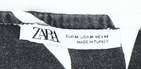 Zara Women's Black Geometric Print Pullover Sweatshirt, Size 12