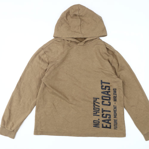 H&M Boys Brown Pullover Hoodie, Size 14 Years, Graphic Print