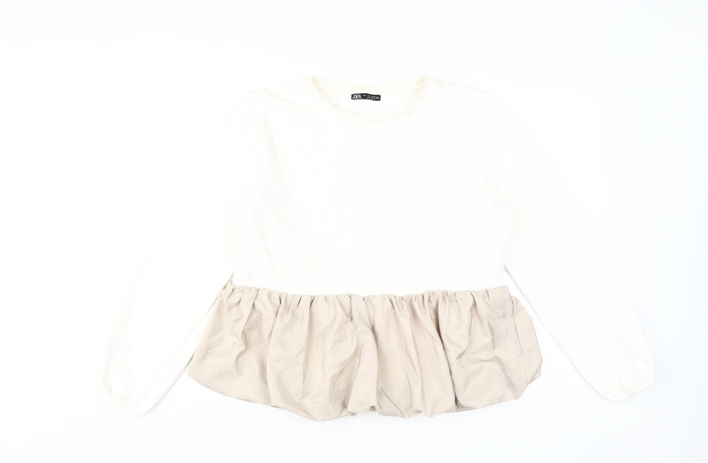 Zara Women's Ivory Beige Pullover Sweatshirt Size L