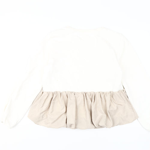Zara Women's Ivory Beige Pullover Sweatshirt Size L