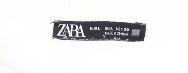 Zara Women's Ivory Beige Pullover Sweatshirt Size L