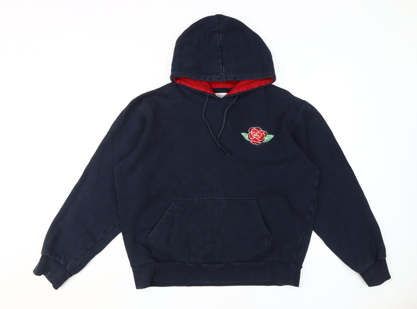 England Men's Blue Pullover Hoodie with Embroidery L