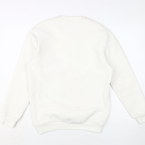 Zara Men's White Pullover Sweatshirt M - Stylish Knit