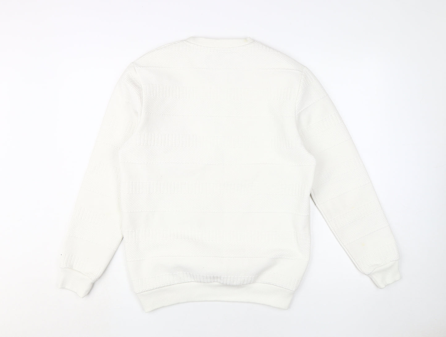 Zara Men's White Pullover Sweatshirt M - Stylish Knit
