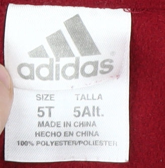Adidas Boys Red Full Zip Hoodie - Size 5 Years