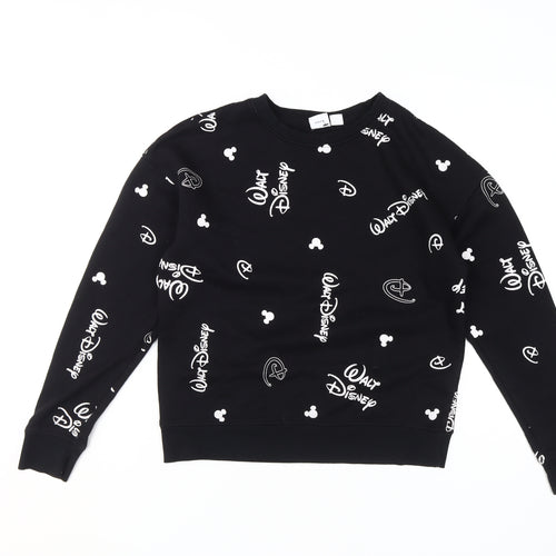 Disney Women's Black Logo Pullover Sweatshirt 2XS