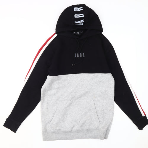 BADR Men's Black & Grey Pullover Hoodie, Size S, Logo Accent