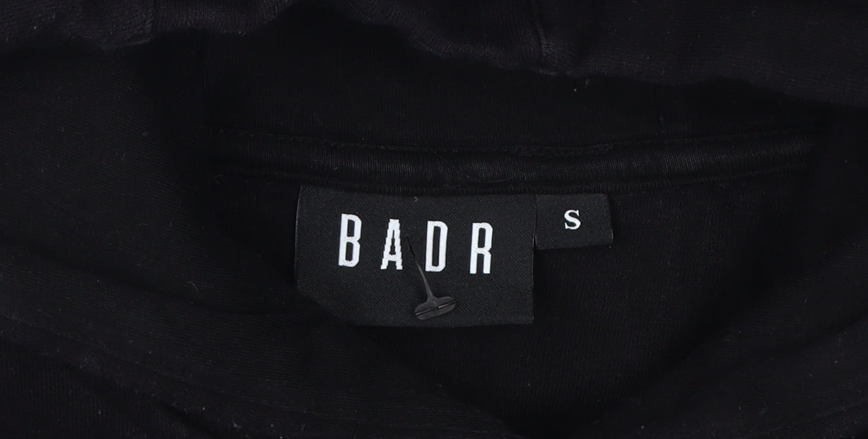 BADR Men's Black & Grey Pullover Hoodie, Size S, Logo Accent