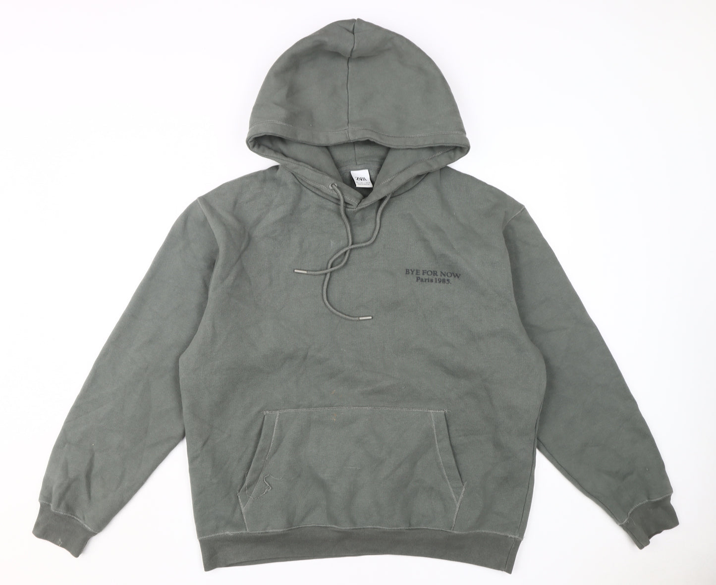 Zara Men's Green Pullover Hoodie Size L